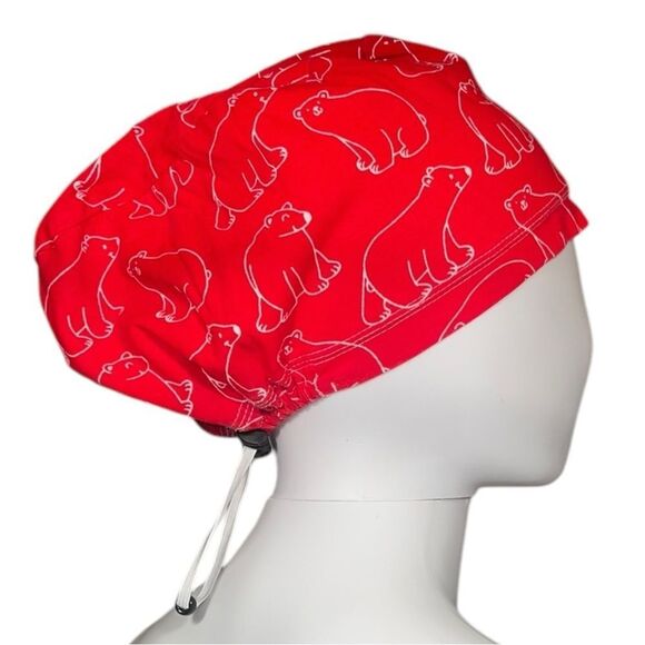 Stretch Polar Bear Stencil Print Surgical Scrub Hat (Euro) NWOT - Picture 2 of 7